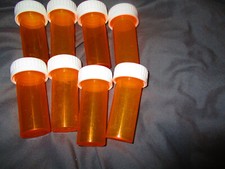 8 Empty Plastic Prescription Bottles-Airtight