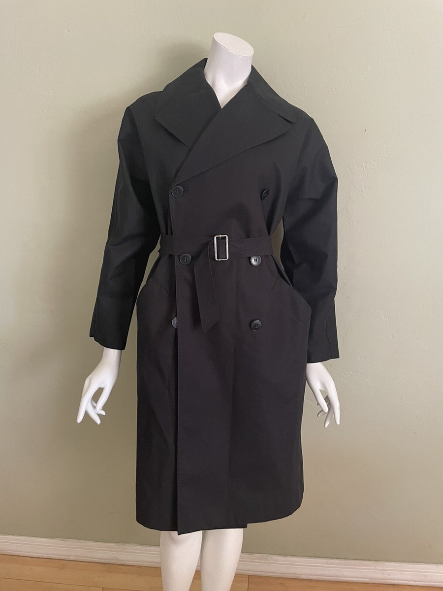 Alaia Black Double Breasted Cotton Blend Belted Trench Coat