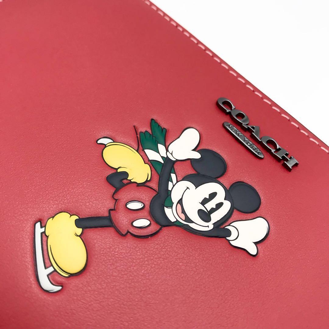 COACH x Disney collab (Mickey) long wallet CM210 Elect. Red Multi