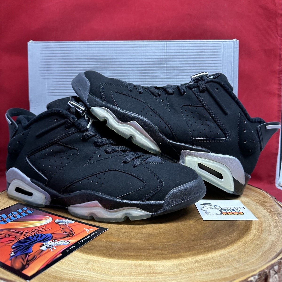 Air Jordan 6 Retro 9.5 ブラックシルバー NIKE AIR JORDAN 6 RETRO BLACK METALLIC SILVER CHROME SIZE 9.5 VI