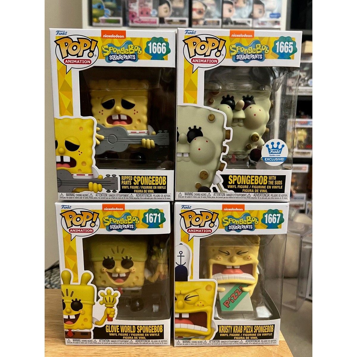 4 SPONGEBOB SQUAREPANTS Funko Pops #1667 #1665 Pizza Suds Pants