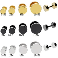 316L Stainless Steel Fake Cheater Screw Mens Ear Plug Earring Stud Stretcher US