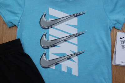 Nike Baby Boy T-Shirt \u0026 Shorts Set ~ Aqua Blue, Black, Gray \u0026 White ~  DRI-FIT ~ | eBay