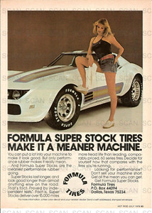 1976 Formula Tires Vintage Magazine Ad Sexy Girl w/Short Shorts & a Corvette