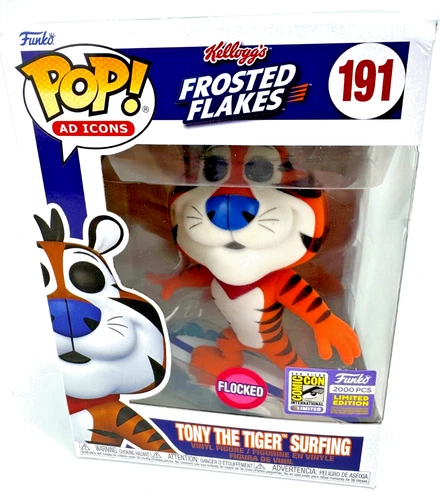 FUNKO POP AD ICONS TONY THE TIGER SURFING FLOCKED SDCC EXCLUSIVE CON STICKER 191