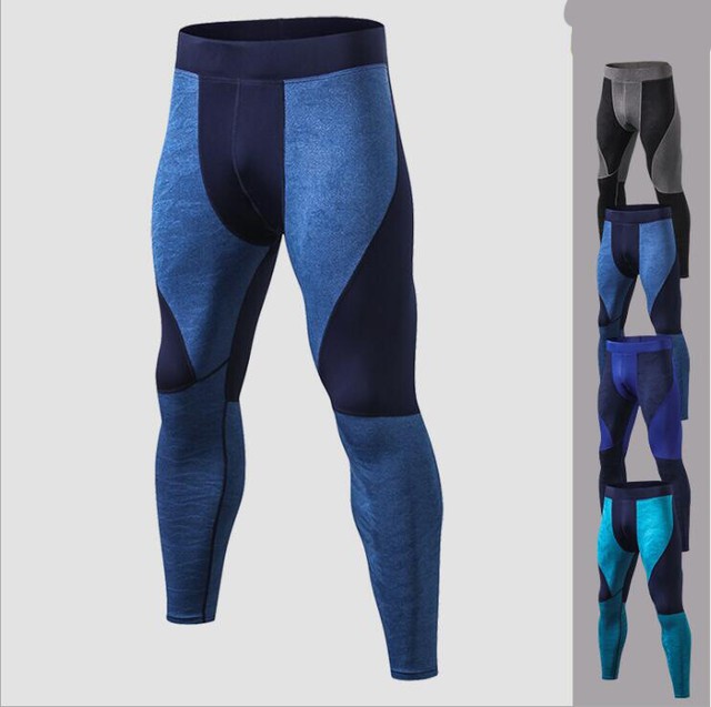 Men’s Hind Blue Black Running Tights Long Heavy Weight Tight Gear Large