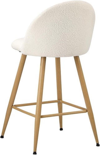 2PC Bar Stools Bar Stool Set of 2 with Sherpa Boucle Fabric Upholstered Counter - Picture 5 of 6