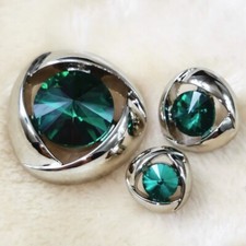 6Pcs Bling Glass Crystal Rhinestone Buttons with Metal Loop DIY Sewing Decor