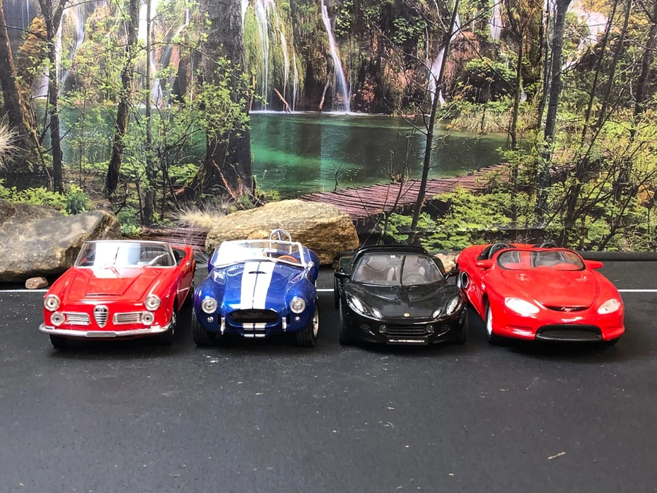 Lote convertible diecast 4 WELLY 1:24 MUSTANG/LOTUS ELISE/ALFA ROMEO/SHELBY COMO ESTÁ Foto 3 de 4
