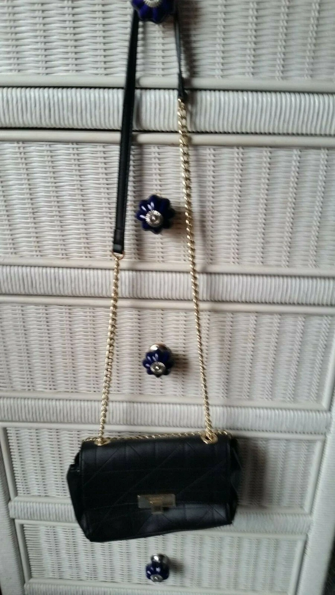 Nine West black handbag small Crossbody Quilted Faux Leather Chain Strap