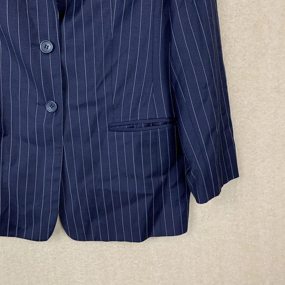Blazer Hunt Club para mujer 14 azul marino chaqueta a rayas 100 % lana dos botones Foto 3 de 4