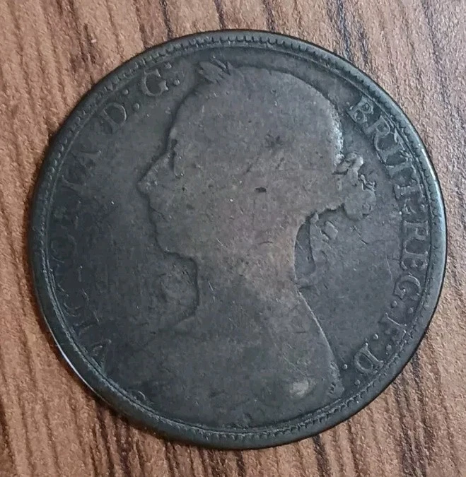 1891 UK Great Britain British Penny, Queen Victoria In Good Condition (J265) - Image 2 of 3