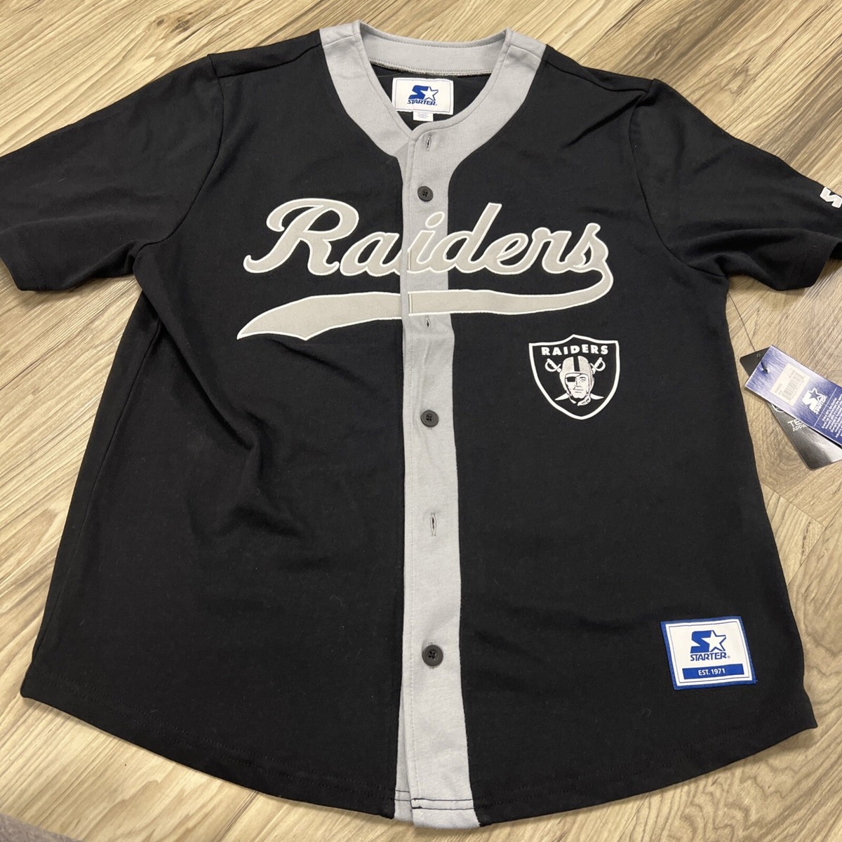Starter NFL Las Vegas Raiders Button Up Jersey #60 Black Men Size