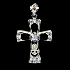 925 Sterling Silver Pendant Round Tanzanite Rhodolite Natural Gemstone Jewelry