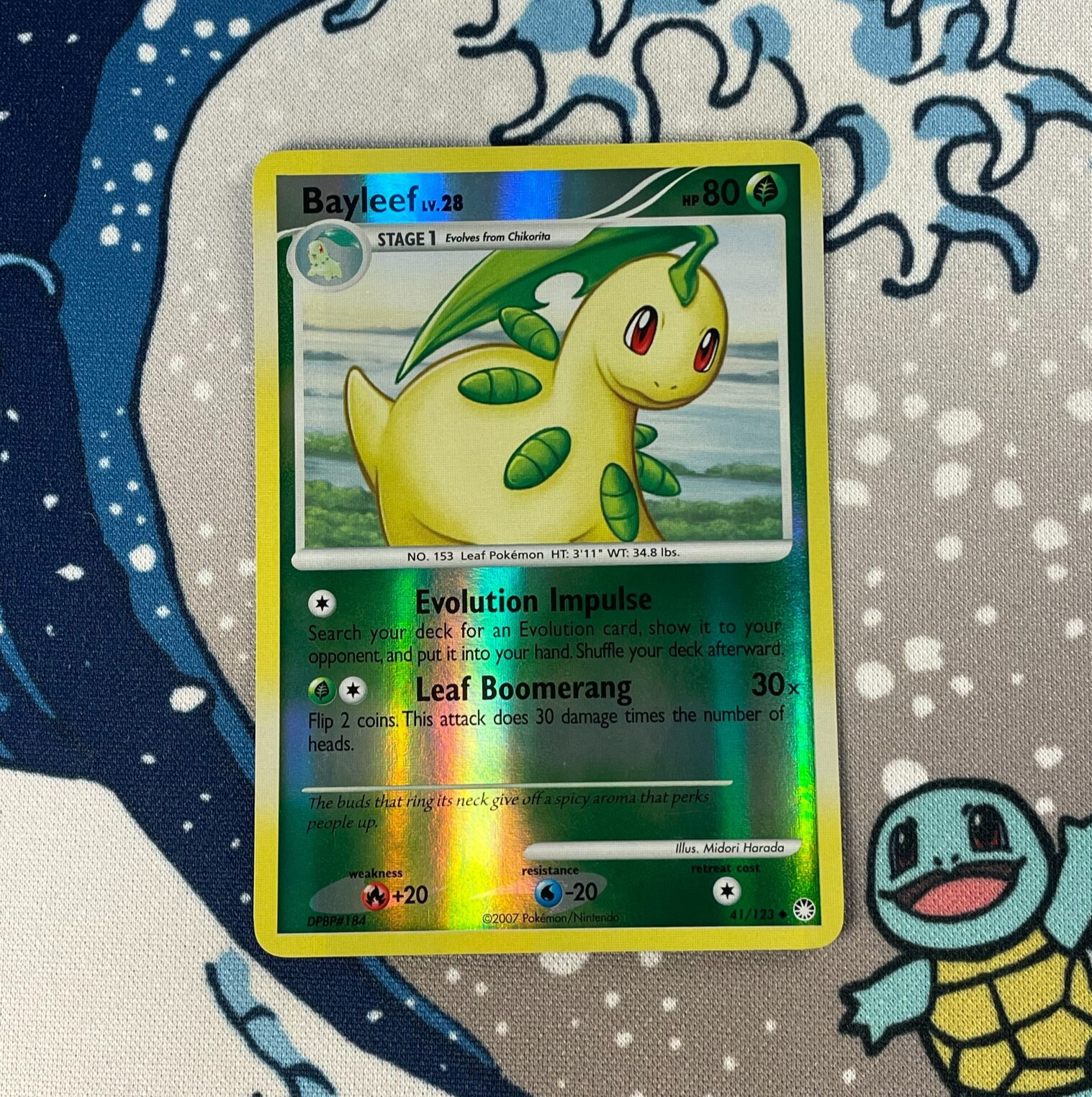 Bayleef 41/123 Reverse Holo Diamond & Pearl Mysterious Treasures Card 2007 LP/NM