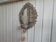Wandspiegel Vintage  mit Kerzenhalter Shabby Chic Metall Glas  27 x 11,5 x 36 cm