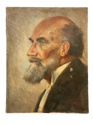 #ad Self Portrait Art Landy American Animator Lantz Disney Oil On Canvas Signed Vtg $450.00