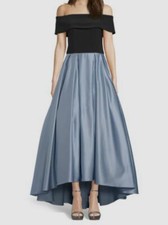 360 Betsy Adam Women's Black Off The Shoulder Jersey Satin Ball Gown Size 4