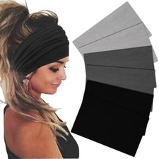 Wide Headbands For Women Stretch Headband Boho Head Bands Women's Black/Gray