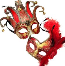 Mardi Gras Masquerade Jolly Jester Music Mask Pair Cosplay Prom Birthday Party