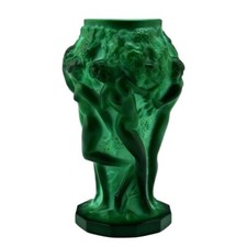 Art Deco Malachite jade Glass Ladies Figural Vase 1930' H.Hoffmann by Lalique
