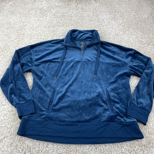 champion XL womens sweatshirt zip v neck velvet soft blue stretchy - 第 1/8 張圖片