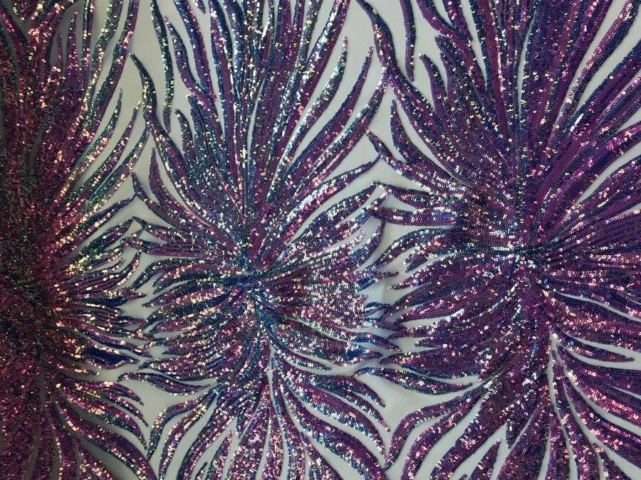 Iridescent Lavender Sequin Nude Mesh Sequin Fabric Kylie Jenner fairy costume - Image 3 of 4