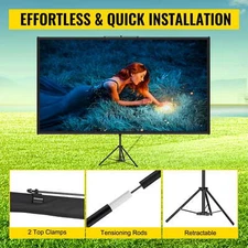 Tripod Projector Screen with Stand 60 inch 16:9 4K HD Projection Screen