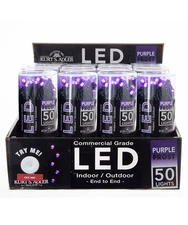 50-Light LED Purple Frost Light Black Wire Light Set