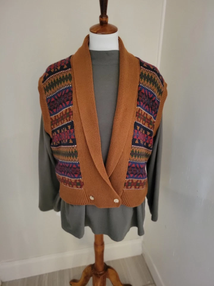 Chaleco Suéter Mujer Vintage Estampado Navajo Azteca, Mantón del Suroeste Cuello M Foto 4 de 4