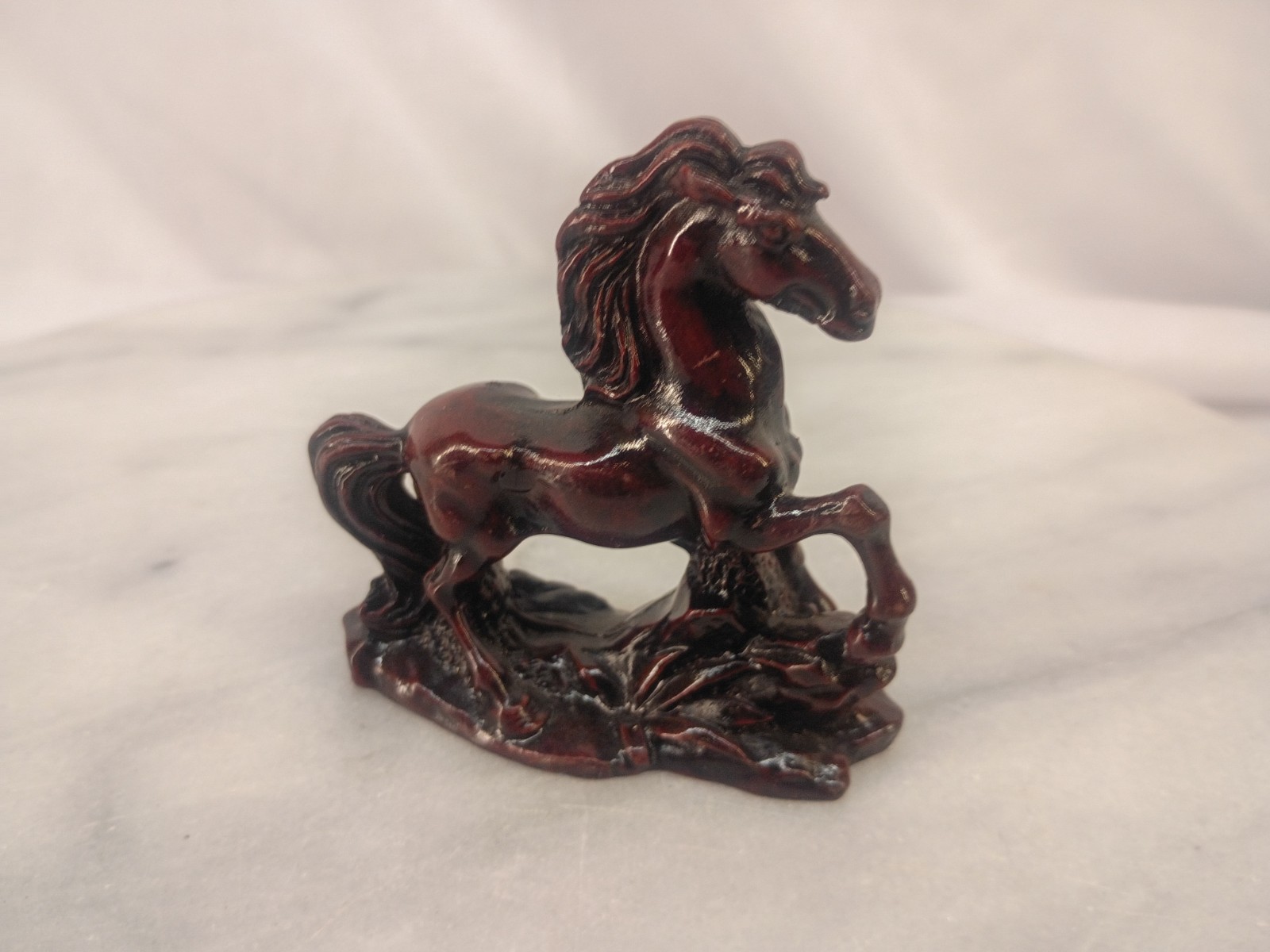 Vintage Chinese Red Resin Horse Figurine 3” Feng Shui Style Decor #4