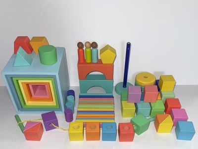 Lovevery Block Set Replacement Blocks Triangle Circle + Unbranded Nesting Boxes