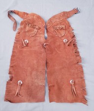 Vintage Sears Kids Leather Chaps Western Cowboy Sears Large 5-6x