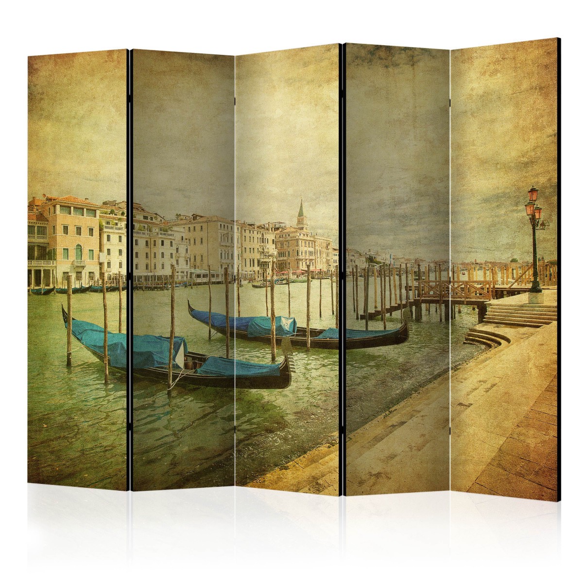 Paravent 5 volets Venise Vintage pour cacher un bureau et separer une piece