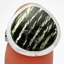 Natural Chrysotile 925 Sterling Silver Ring s.8 Jewelry R-1008