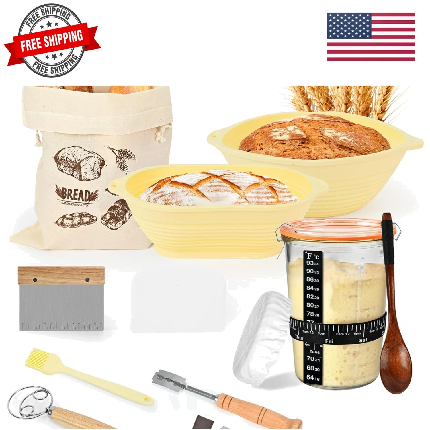 Sourdough Starter Kit 13Pcs Sourdough Bread Baking Supplies, Complete Bread M...