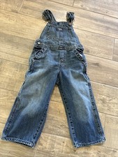 Oshkosh B  gosh Distressed Denim Blue Jean USA Toddler Overalls 3T