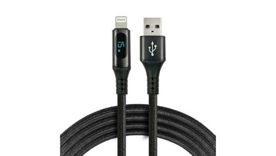 Kabel przewód pleciony USB - Lightning LCD everActive CBB-1IBL 100cm z obsługą s