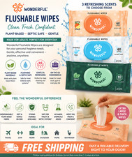 WONDERFUL Flushable Wet Wipes, Plant-Based, Septic Safe