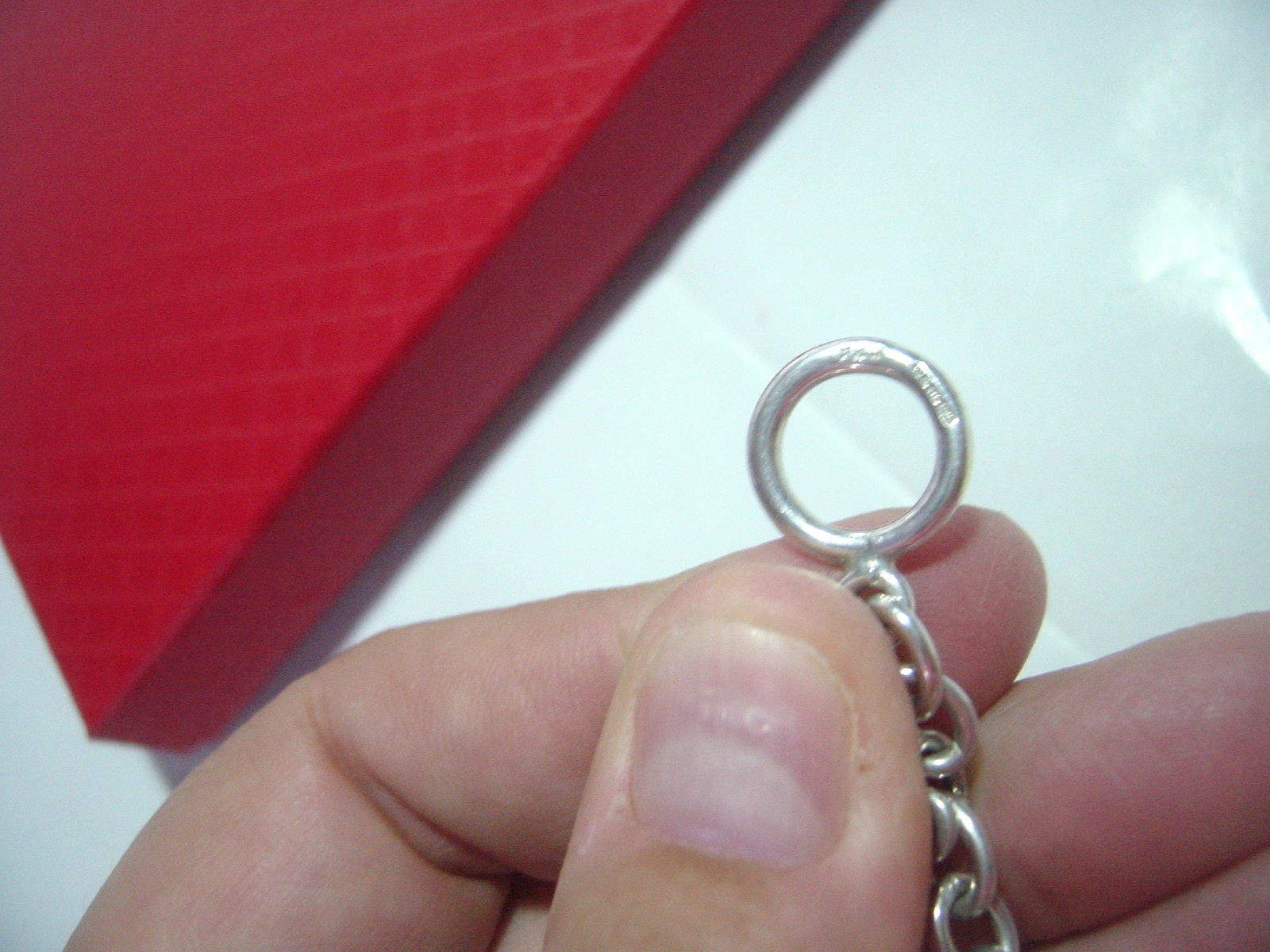 Vintage Solid Silver Bracelet-Large pretty Glass … - image 4