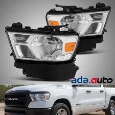 Fit 2019 2020 Dodge Ram 1500 Chrome Headlights Head Lamps Replacement Left&Right