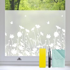 Bloss Frosted Glass Window Privacy Film,Decorative 17.5" x 78.7", Flower