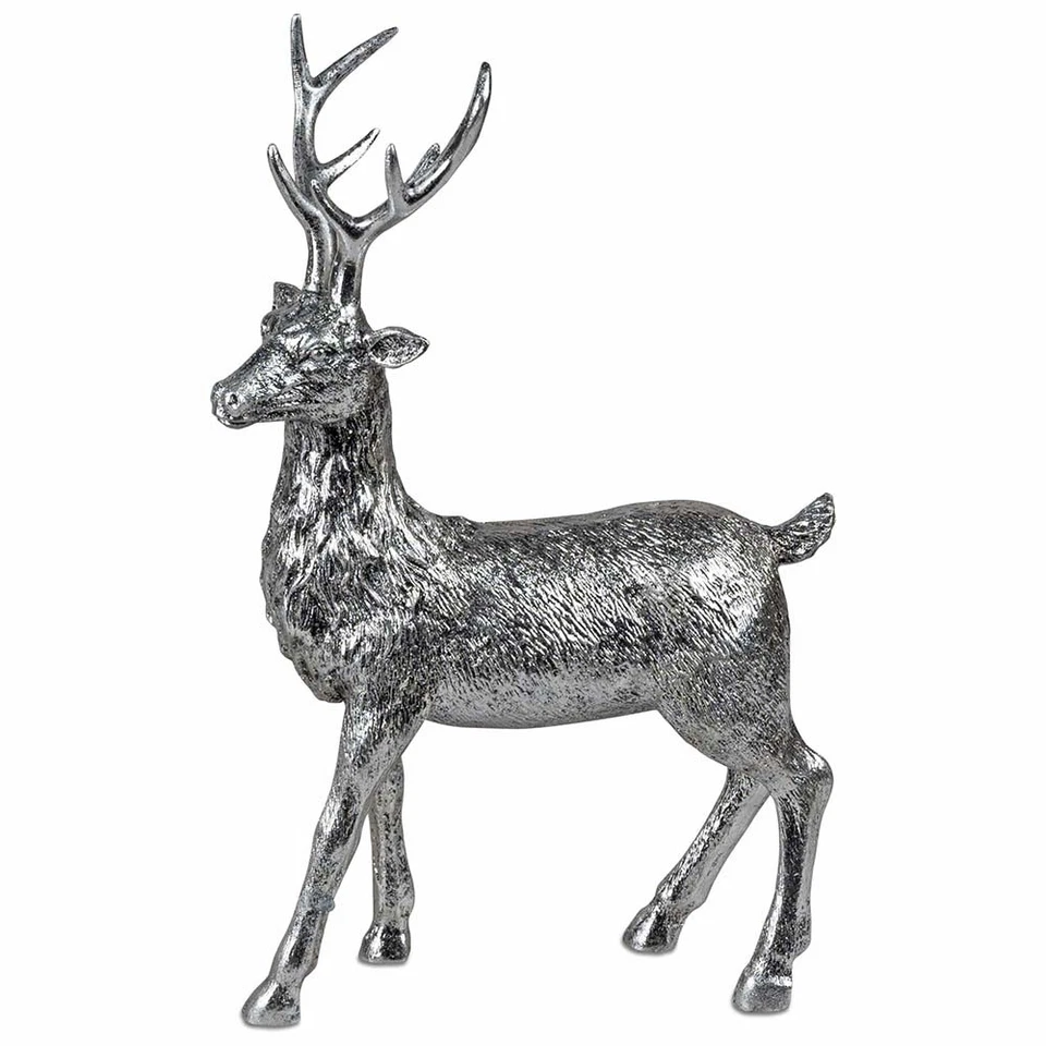 Hirsch stehend 28 cm Antik-Silber Dekofigur Geweih formano 764058 Weihnachtsdeko