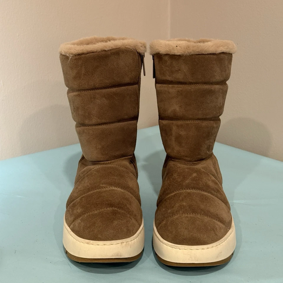 ITALIA Aquatalia Gris Alcee Acolchado Gamuza Botas de Nieve Para Mujer Talla 8,5 Foto 4 de 4