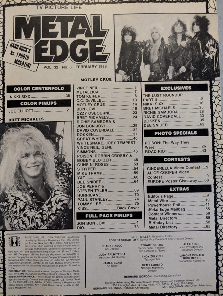 Metal Edge Magazine February 1988 Motley Crue, Poison, Bon Jovi, Twisted Sister  - Image 4 of 4