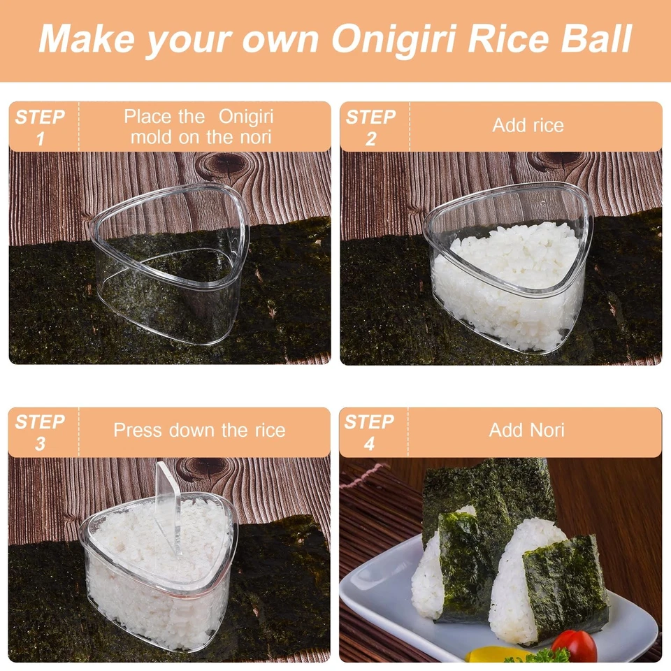 3PCS Clear Onigiri Rice Ball Mold Maker Kit, Musubi Press, Triangle Sushi Press - Image 3 of 4