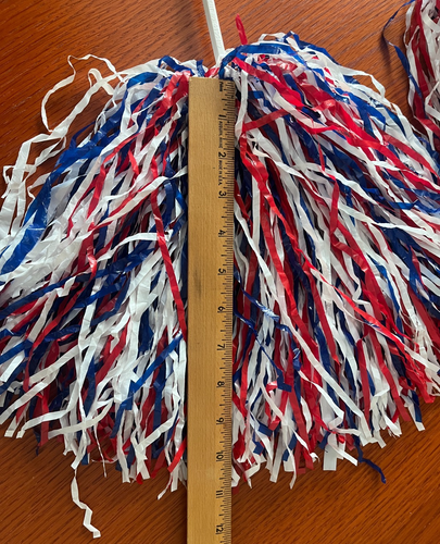 Cheerleader Varsity🔴2 Stück rot weiß & blau Bommeln 🔴weißer Griff - Bild 4 von 6