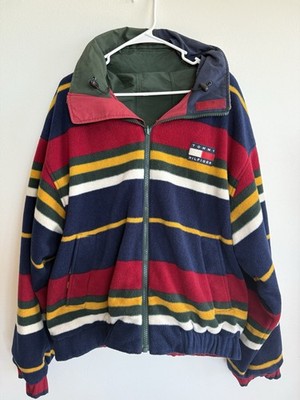 Vintage 90s Tommy Hilfiger Men's Reversible Hooded Jacket Size Full Zip Size L