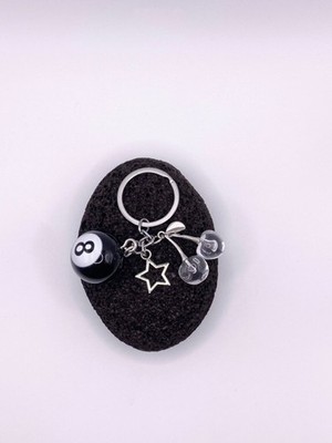 Schlüsselanhänger  Lucky 8 Ball & Kirsche  mit Stern-Charme