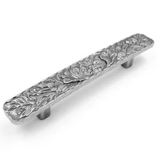 Bridged Drawer Cabinet Pulls, 6-Pack Aged Silver 3" Hole Centers, Antique Peo...